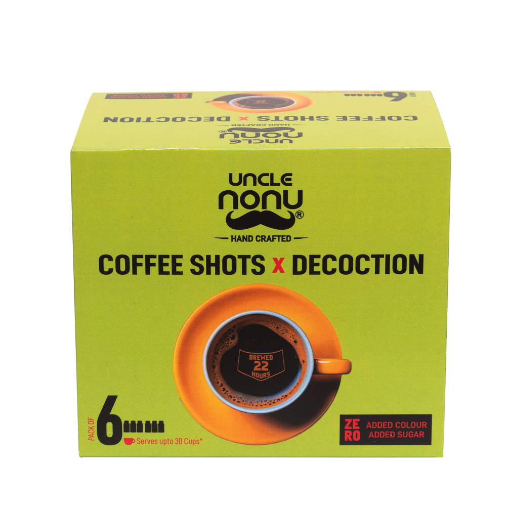 Coffee Shots + Decoction| Liquid Coffee | Black Gold | 100% Coffee | Pack of 6 Shots (60mlx6)