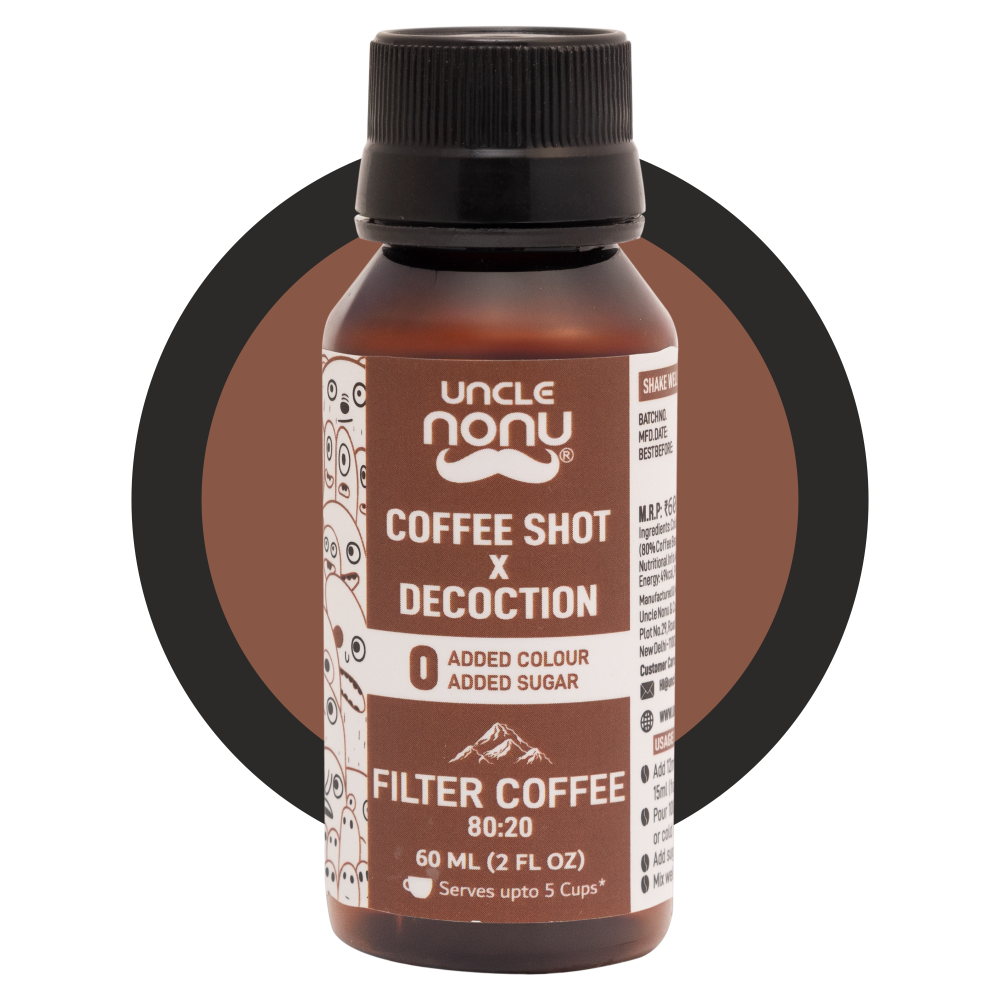 Filter Coffee Shots x Decoction | Liquid Coffee | 80:20 | Pack of 6 Shots (60ml x 6)