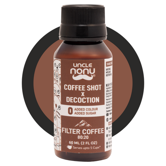 Filter Coffee Shots x Decoction | Liquid Coffee | 80:20 | Pack of 6 Shots (60ml x 6)