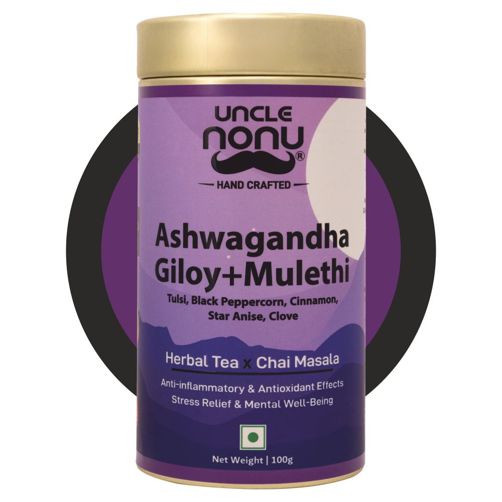Uncle Nonu Ashwagandha+Giloy+Mulethi Herbal Tea X Chai Masala | 100 Grams | 100% Natural Ingredients