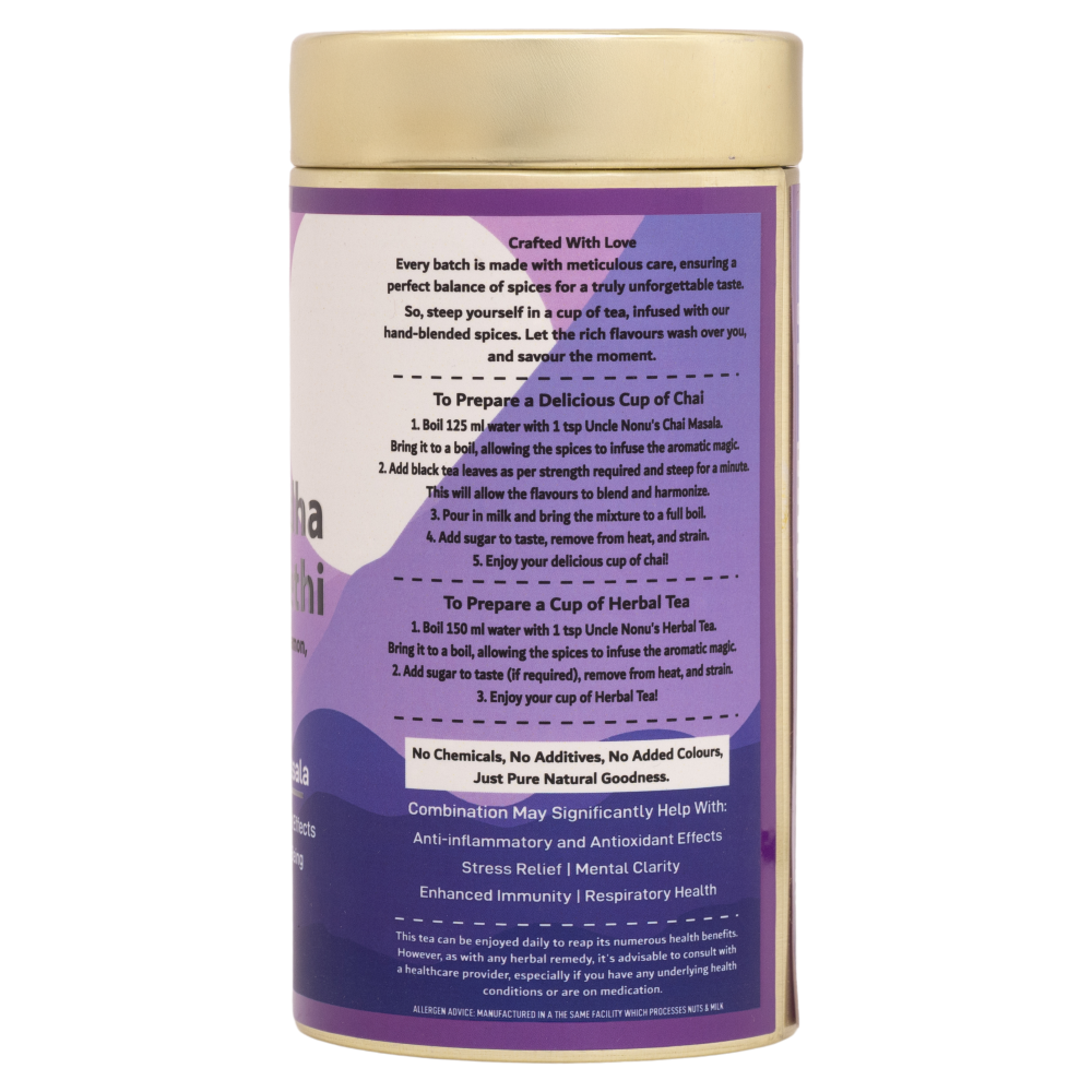 Uncle Nonu Ashwagandha+Giloy+Mulethi Herbal Tea X Chai Masala | 100 Grams | 100% Natural Ingredients